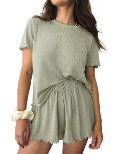 Ekouaer Women’s Soft Ribbed Pajama Set