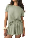 Ekouaer Women’s Soft Ribbed Pajama Set