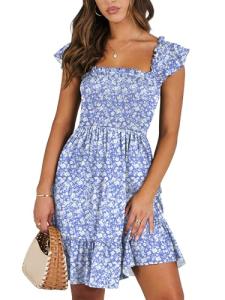 ANRABESS Women's Sleeveless Square Neck Beach Dress