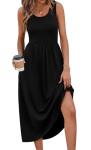 Women's Black Sleeveless Flowy Midi Dress