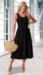 Women's Black Sleeveless Flowy Midi Dress