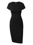 Missufe Women's Black Ruched Bodycon Sundress