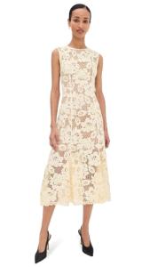 Yellow Lace Midi Dress for Women, Size 6