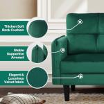 Green Velvet 2 Seater Sofa with Cushions