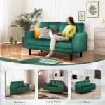 Green Velvet 2 Seater Sofa with Cushions