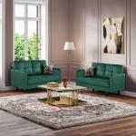 Green Velvet 2 Seater Sofa with Cushions