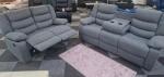 Grey 3+2 Seater Reclining Sofa with Cup Holders