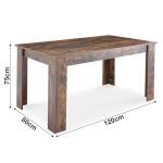 Rustic Wooden Dining Table, 4 Seater, 120x80cm