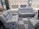 Grey 3+2 Seater Reclining Sofa with Cup Holders