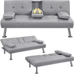 Yaheetech Click Clack Sofa Bed with Cup Holders