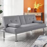 Yaheetech Click Clack Sofa Bed with Cup Holders