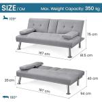 Yaheetech Click Clack Sofa Bed with Cup Holders