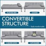 Yaheetech Click Clack Sofa Bed with Cup Holders