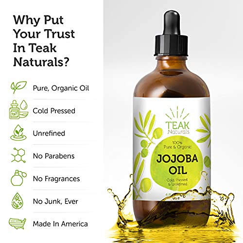 Teak Naturals 100 Percent Organic Teak Naturals Jojoba Oil, 4 oz