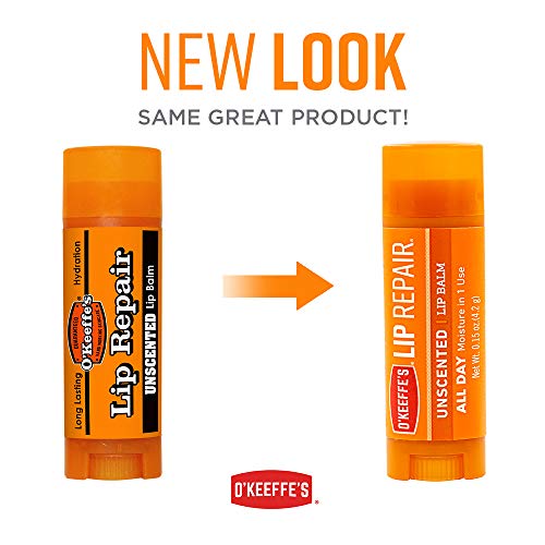 O'Keeffe's Unscented Lip Repair Lip Balm for Dry, Cracked Lips, Stick, (Pack of 10)