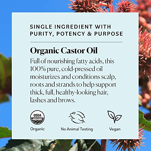 Organic Castor Oil By Sky Organics 16oz: Unrefined, 100% Pure, Hexane-Free Castor Oil - Moisturizing & Healing, For Dry Skin, Hair Growth - For Skin, Hair Care, Eyelashes - Caster Oil