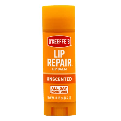 O'Keeffe's Unscented Lip Repair Lip Balm for Dry, Cracked Lips, Stick, (Pack of 2), clear (K0700137)