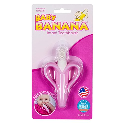 Pink Banana Toothbrush for Infants, Babies, Toddlers