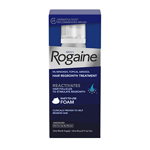 Men's Rogaine 5% Minoxidil Foam for Hair Loss and Hair Regrowth, Topical Treatment for Thinning Hair, 1-Month Supply