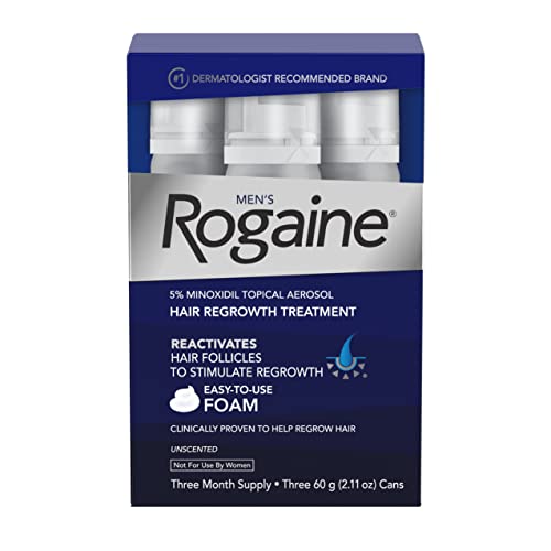 Men's Rogaine 5% Minoxidil Foam for Hair Loss and Hair Regrowth, Topical Treatment for Thinning Hair, 3-Month Supply, 2.11 Ounce (Pack of 3)