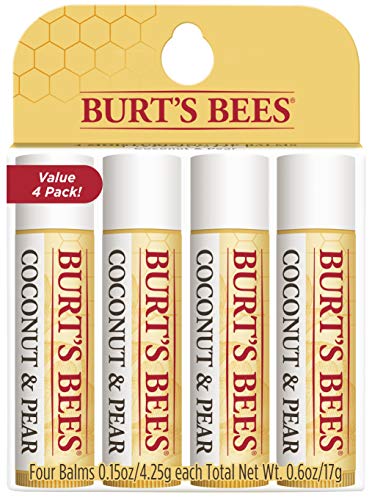 Burt's Bees 100% Natural Moisturizing Lip Balm, Coconut & Pear with Beeswax & Fruit Extracts - 4 Tubes