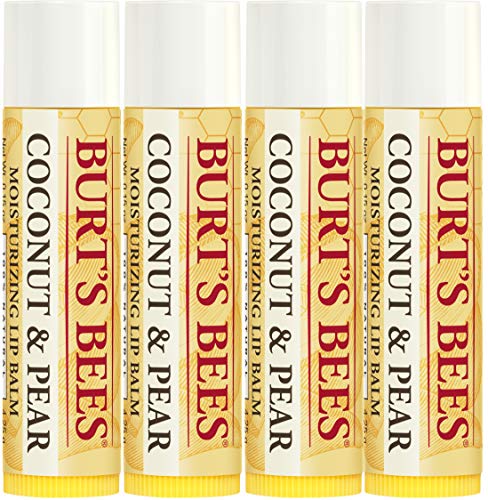 Burt's Bees 100% Natural Moisturizing Lip Balm, Coconut & Pear with Beeswax & Fruit Extracts - 4 Tubes