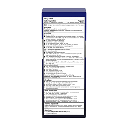 Men's Rogaine 5% Minoxidil Foam for Hair Loss and Hair Regrowth, Topical Treatment for Thinning Hair, 1-Month Supply