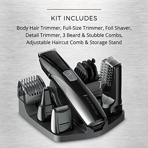 Remington Head to Toe Advanced Rechargeable Powered Body Groomer Kit, Beard Trimmer (10 Pieces), 6.3 Inch