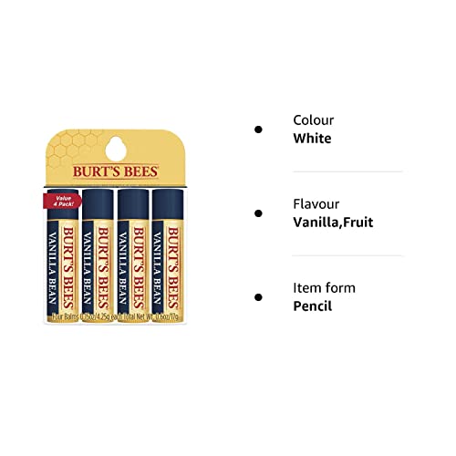 Burt's Bees 100% Natural Moisturizing Lip Balm, Vanilla Bean - 4 Tubes