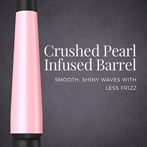 Remington CI9538 Pro 1"-1.5" Pearl Ceramic Conical Curling Wand, Digital Controls + 10 Heat Settings, Black/Pink