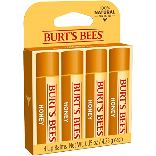 Burt's Bees 100% Natural Moisturizing Lip Balm, Honey with Beeswax - 4 Tubes
