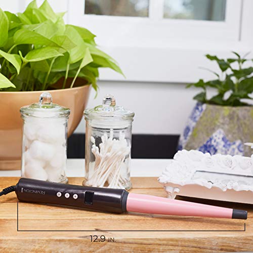 REMINGTON Pro Pearl Ceramic Conical Curling Wand, Digital Controls + 10 Heat Settings, Black/Pink, CI95AC4