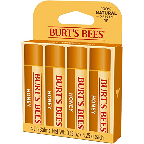 Burt's Bees 100% Natural Moisturizing Lip Balm, Honey with Beeswax - 4 Tubes