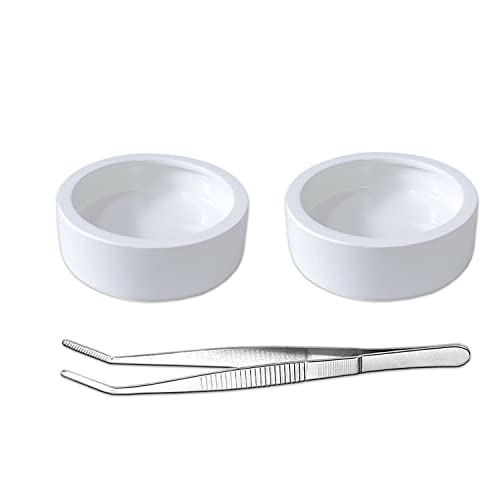 2 Pk Bearded Dragon Dish Reptile Food Bowl (M, White)