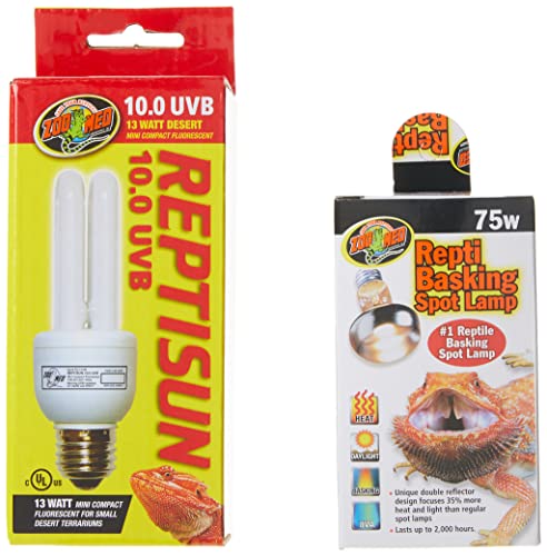 Zoo Med Combo Pack: Bearded Dragon Lamp, 2 Bulbs