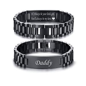 Personalized Black Stainless Steel Daddy Bracelet