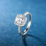 18K White Gold-Plated Cubic Zirconia Halo Ring