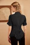 Victorian Black Puff Sleeve Luxury Blouse Size L