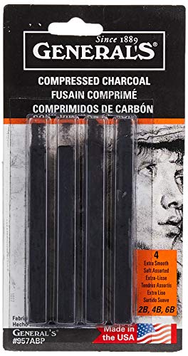 General Pencil Compressed Charcoal Sticks, 4 Count