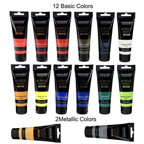 WOOCOLOR Acrylic Paint Set with Metallic Colors