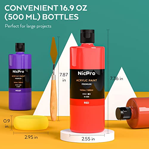 Nicpro 14-Color Non-Toxic Acrylic Paint Set