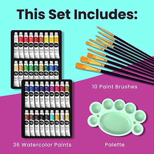 Chalkola 36-Tube Watercolor Paint Set with Brushes