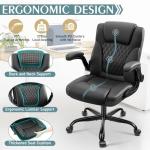 Ergonomic Black Leather Office Chair with Wheels