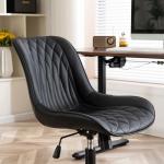 YOUNIKE Black Ergonomic Armless Desk Chair with Wheels