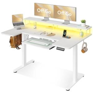 Adjustable U Shaped Electric Standing Desk with Tray