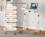Adjustable Height Rolling Desk with Drawer for Treadmill