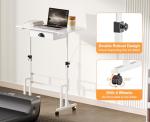 Adjustable Height Rolling Desk with Drawer for Treadmill