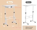 Adjustable Height Rolling Desk with Drawer for Treadmill