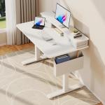 White Electric Standing Desk with Storage - 40 Inch