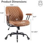 Ergonomic Brown Leather Desk Chair with Lumbar Support